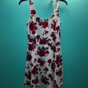 Red floral printed dress